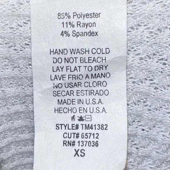 Paper Crane Sleeveless‎ Waist Tie Front Striped Waffle Knit Faux Button Shirt - Picture 8 of 9